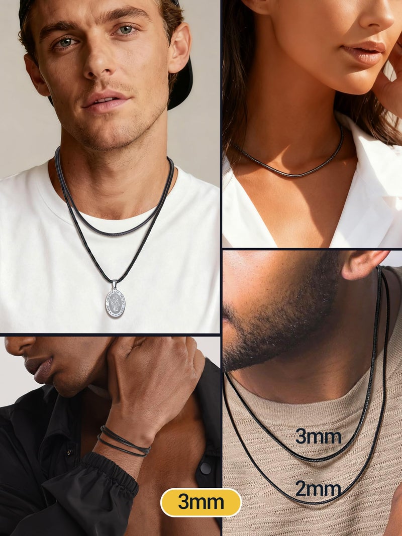 PROSTEEL Leather Rope Necklace For Men Braided Leather Jewelry Cord Chains Necklace 24 Inch - Image 3